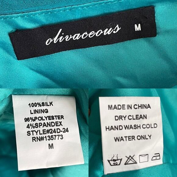 Olivaceous Silk Sleeveless Blouse Oversized Draped Green M - Picture 5 of 5